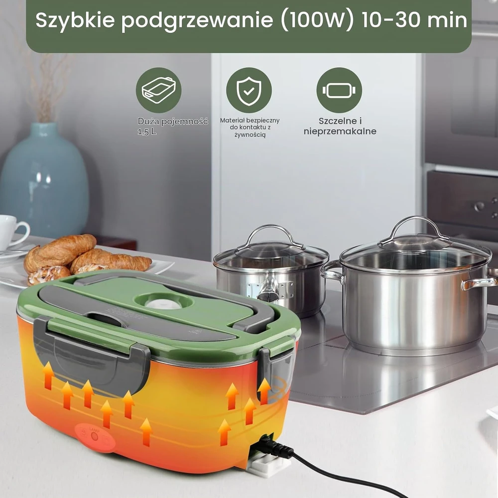 BYbrutek elektrinė pietų dėžutė 100 W, 1,5 l, 12 V/24 V/220 V