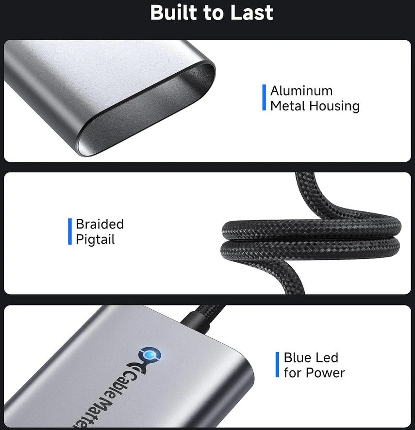 Cable Matters USB-C 2.5GbE Ethernet adapteris su 140 W PD 3.1 201453-N