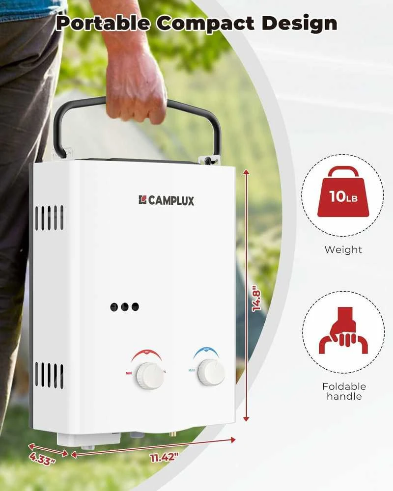 Camplux dujinis momentinis vandens šildytuvas, 5 l/min, 10 kW, be talpos, AY132