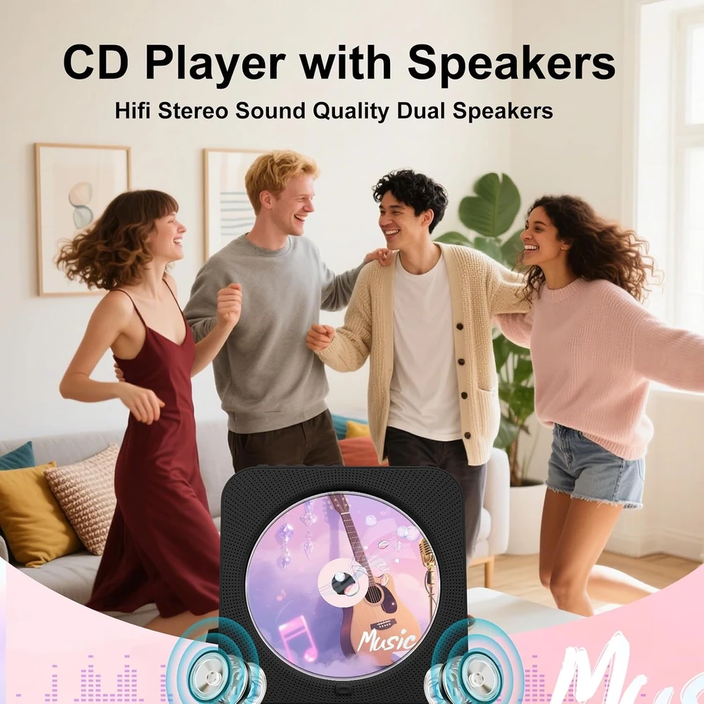 Canareen nešiojamas CD grotuvas su Bluetooth 5.1, FM radiju ir USB, modelis 909