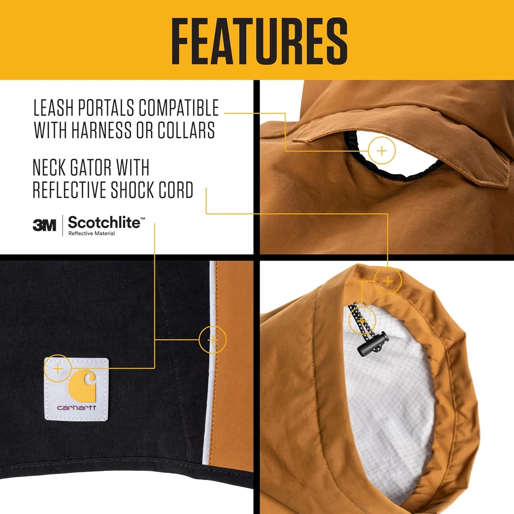 Carhartt šunų lietpaltis, vandeniui atsparus, su reguliuojamais diržais, M, P000051521103