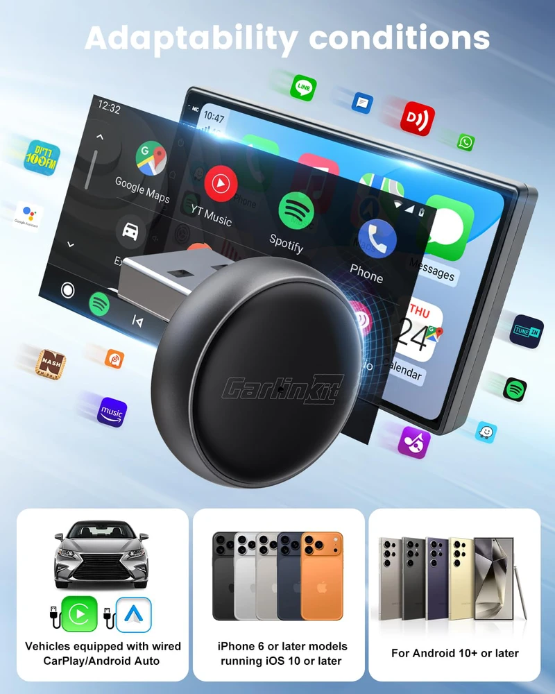 Belaidis CarPlay/Android Auto adapteris Carlinkit Mini Ultra3 juodas