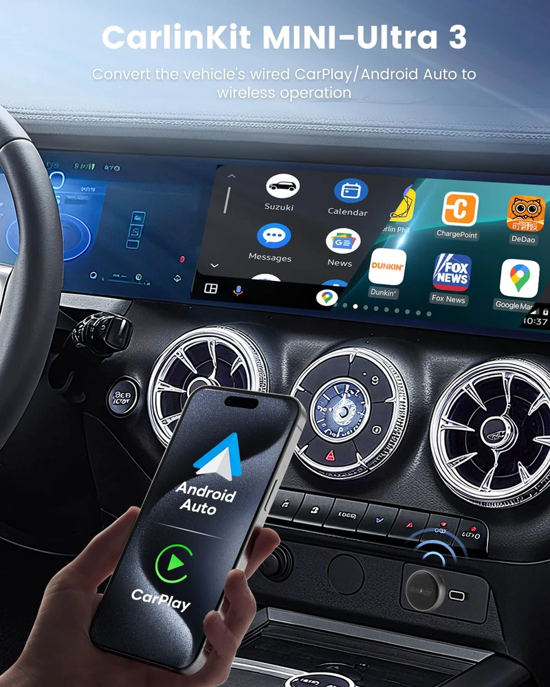 Belaidis CarPlay/Android Auto adapteris Carlinkit Mini Ultra3 juodas
