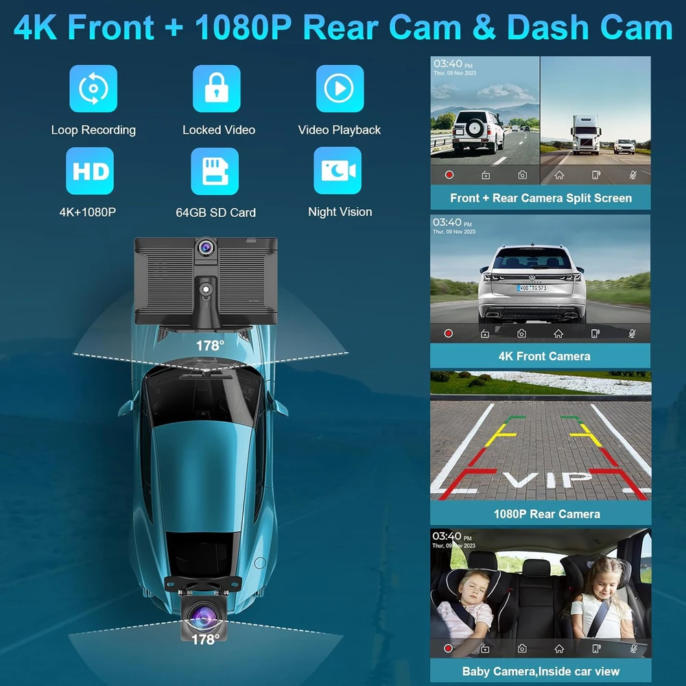Carpuride automobilinis multimedijos grotuvas su 9 colių HD jutikliniu ekranu, CarPlay, Android Auto ir 4K priekinė bei galinė kamera, W905