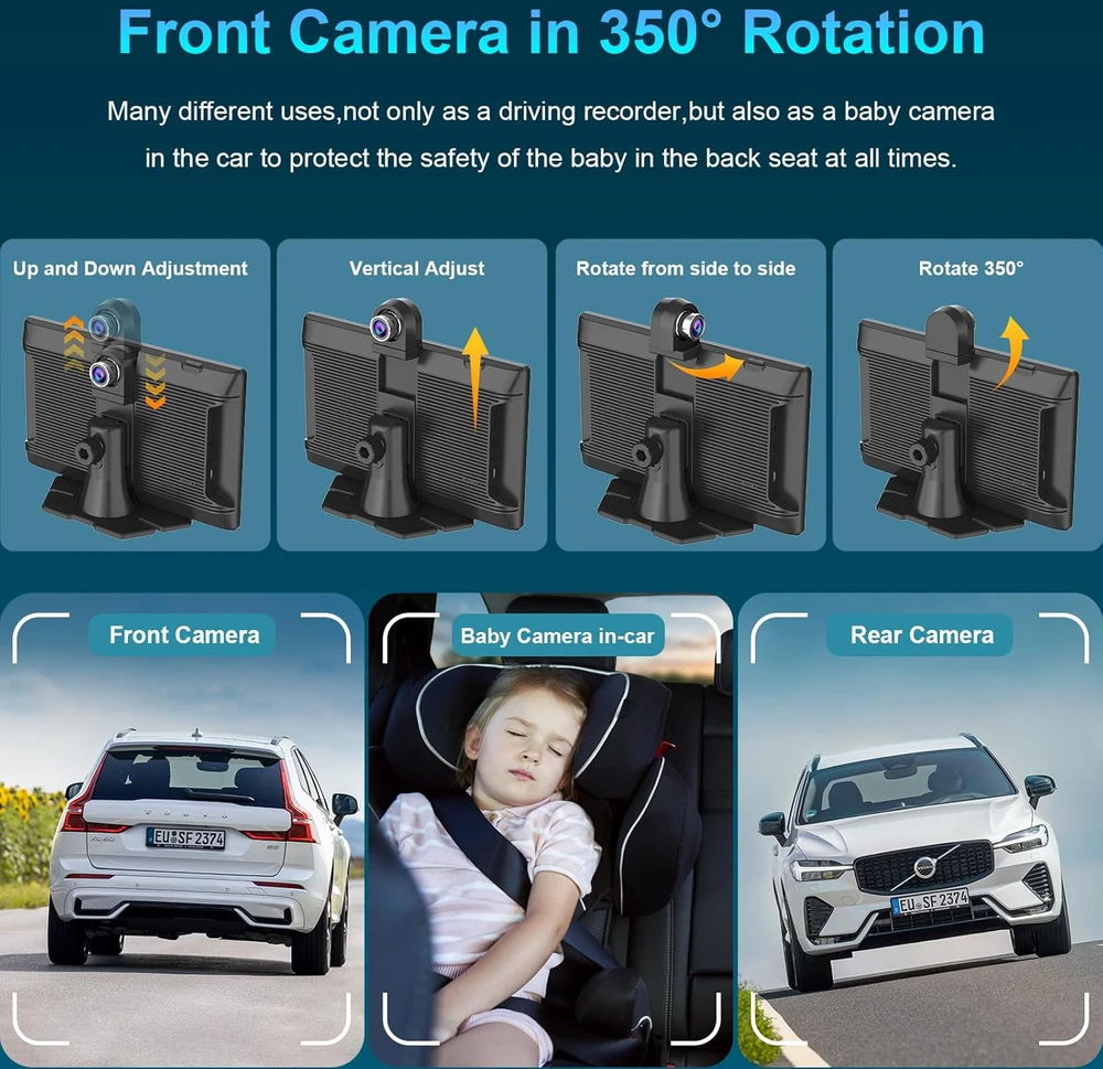 Carpuride automobilinis multimedijos grotuvas su 9 colių HD jutikliniu ekranu, CarPlay, Android Auto ir 4K priekinė bei galinė kamera, W905