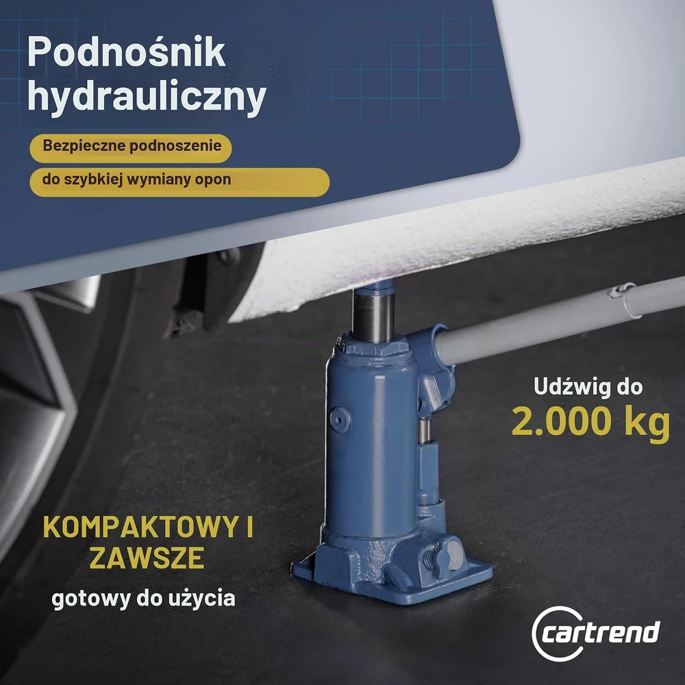 Cartrend hidraulinis butelinis automobilio keltuvas 2 t, 168–308 mm, modelis 10005