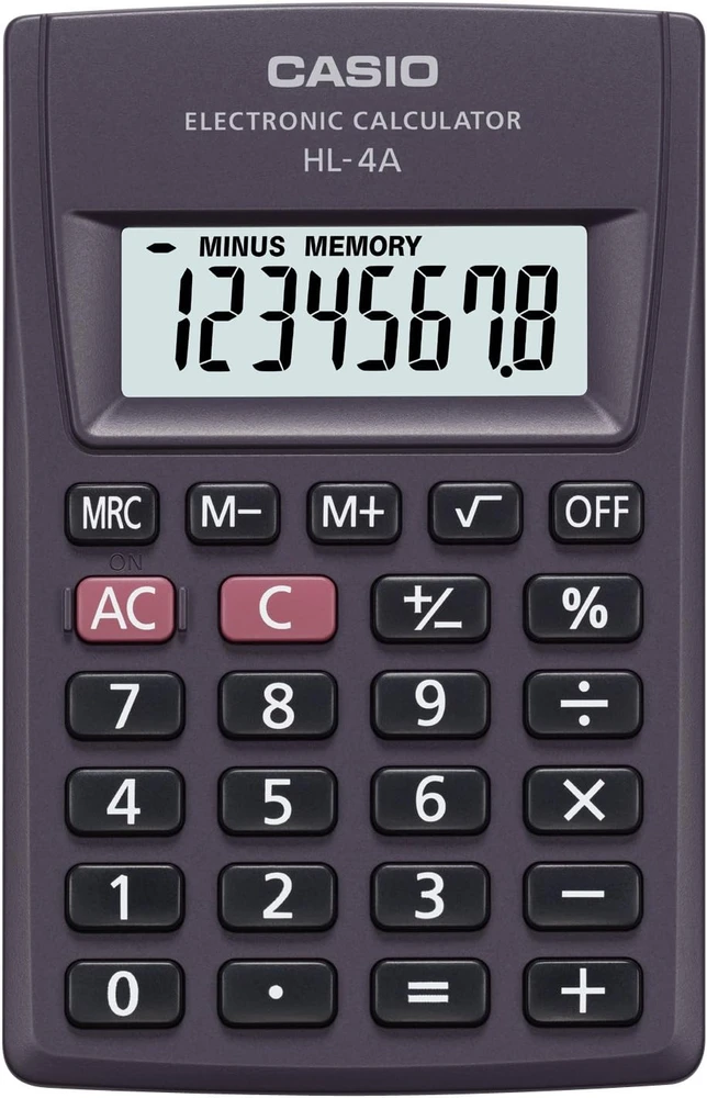 Kišeninis skaičiuotuvas CASIO HL-4A, 56 x 87 x 8.6 mm