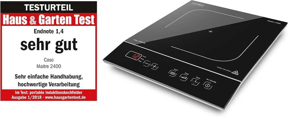 Caso | Free standing table hob | 02230 | Number of burners/cooking zones 1 | Sensor touch control | Induction | Juodas