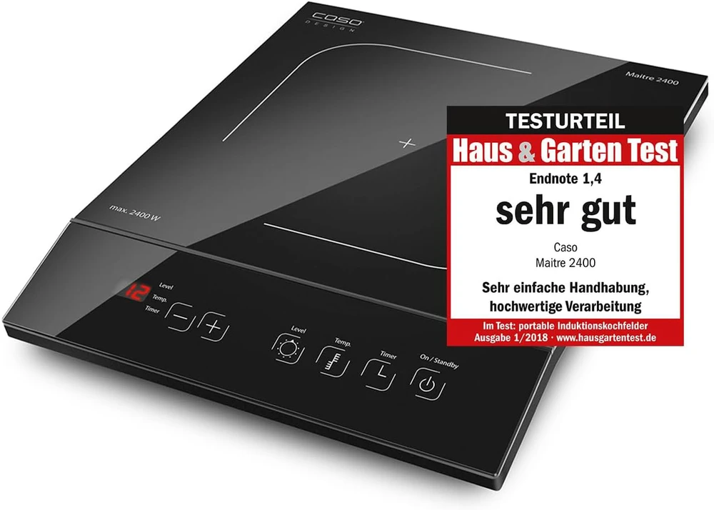 Caso | Free standing table hob | 02230 | Number of burners/cooking zones 1 | Sensor touch control | Induction | Juodas
