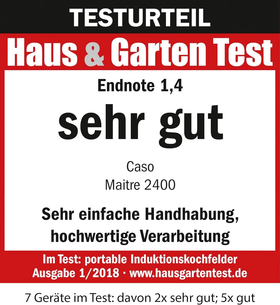 Caso | Free standing table hob | 02230 | Number of burners/cooking zones 1 | Sensor touch control | Induction | Juodas