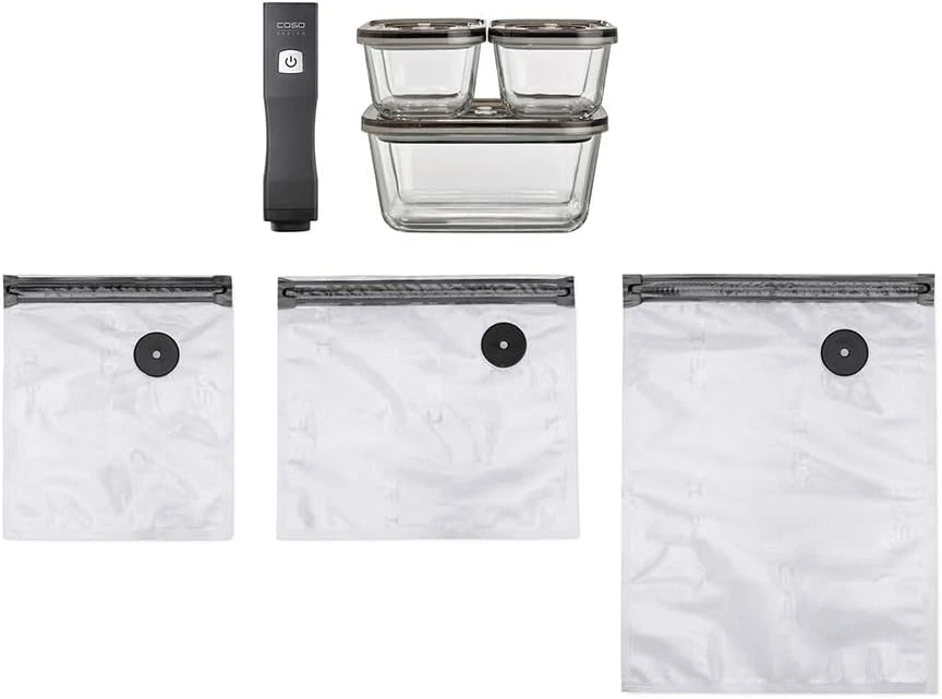 Vakuumavimo rinkinys Caso Vacu OneTouch Eco-Set, Juodas 01169 +DOVANA Vakuumavimo maišeliai Caso 20 x 30 cm