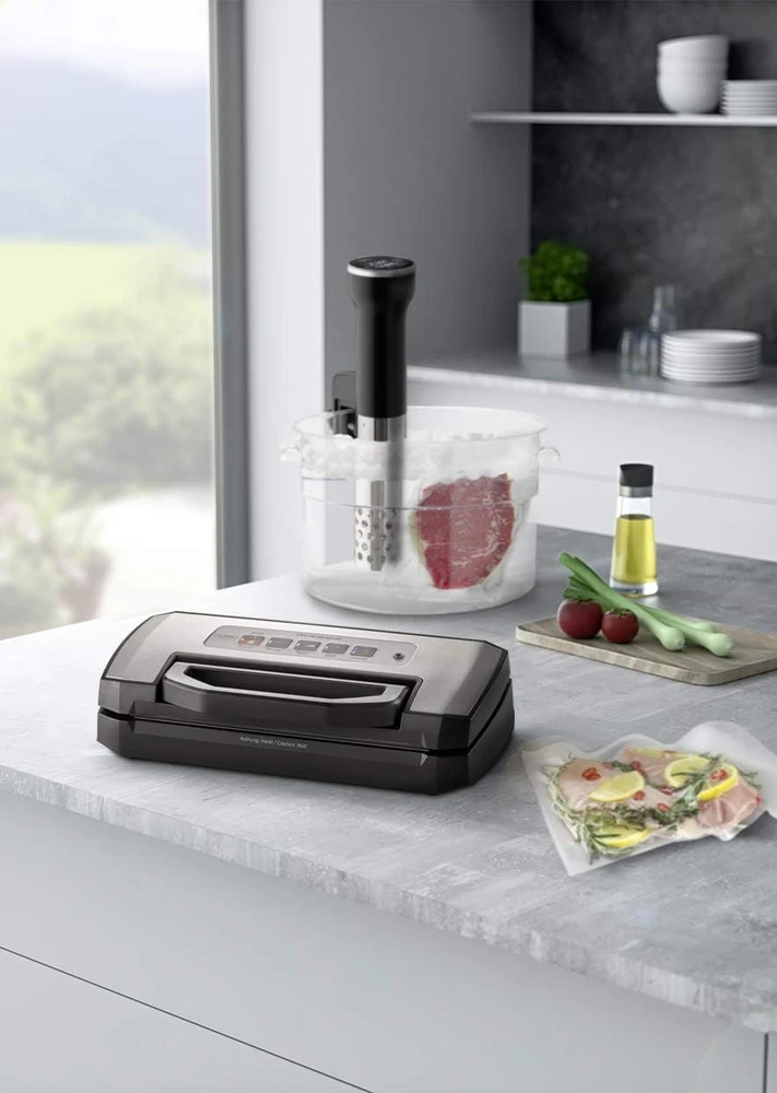 Caso | Bar Vacuum sealer | VRH 490 advanced | Power 110 W | Temperature control | Juodas/Nerūdijantis plienas