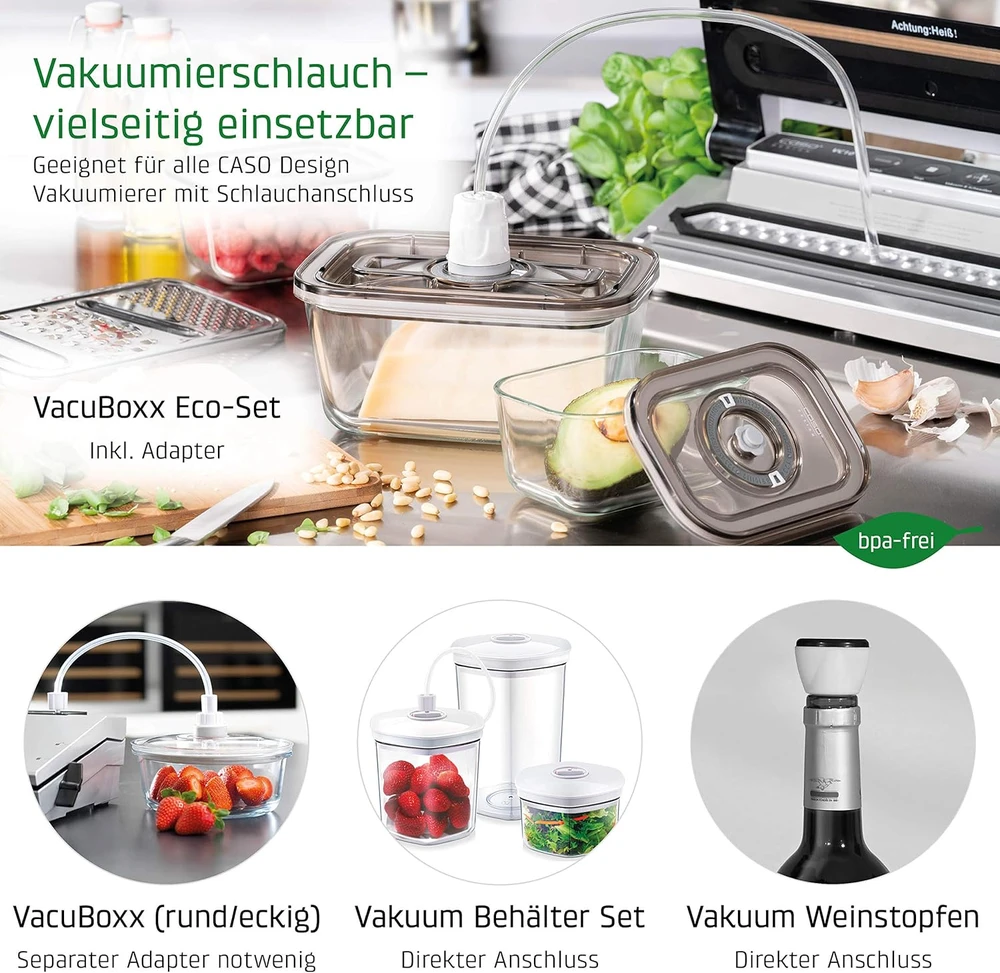 Caso | Bar Vacuum sealer | VRH 490 advanced | Power 110 W | Temperature control | Juodas/Nerūdijantis plienas