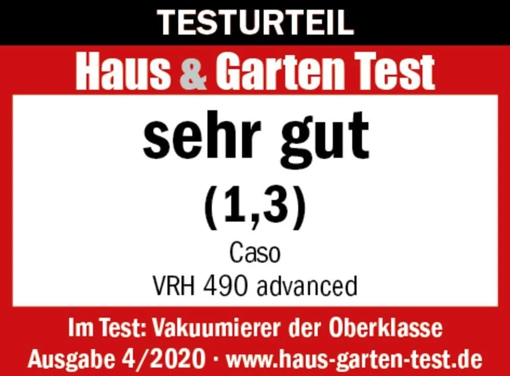 Caso | Bar Vacuum sealer | VRH 490 advanced | Power 110 W | Temperature control | Juodas/Nerūdijantis plienas
