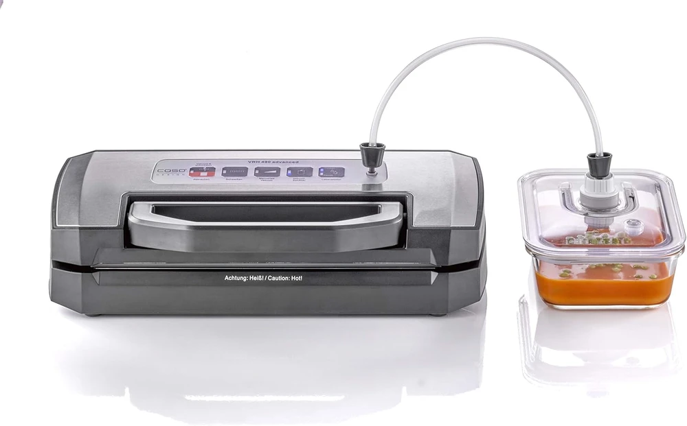 Caso | Bar Vacuum sealer | VRH 490 advanced | Power 110 W | Temperature control | Juodas/Nerūdijantis plienas