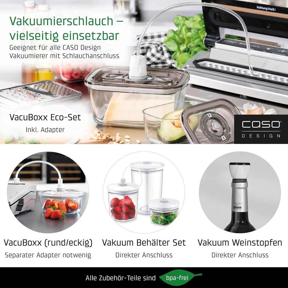 Caso | Bar Vacuum sealer | VRH 490 advanced | Power 110 W | Temperature control | Juodas/Nerūdijantis plienas