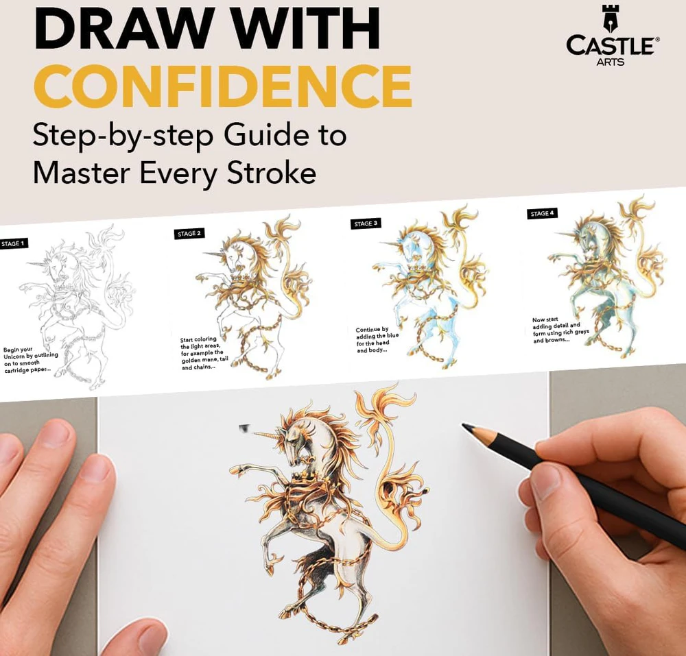 Castle Art Supplies 72 spalvotų pieštukų rinkinys, minkšti grafitai, metalinė dėžutė