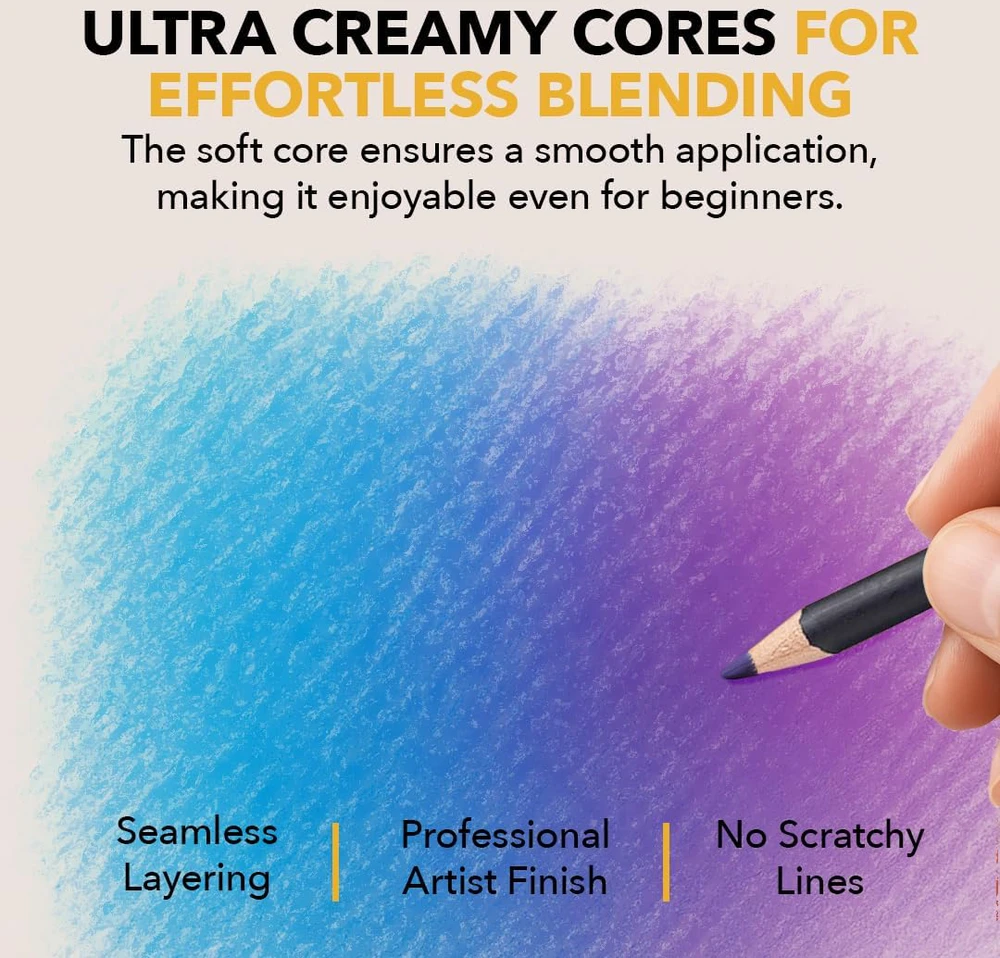 Castle Art Supplies 72 spalvotų pieštukų rinkinys su minkštu grafitu ir užsegamu dėklu CAS-72CPZ