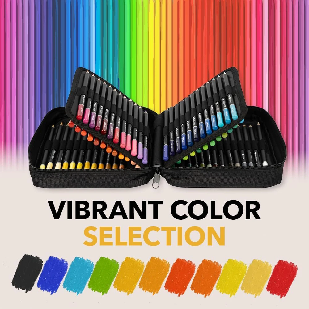 Castle Art Supplies 72 spalvotų pieštukų rinkinys su minkštu grafitu ir užsegamu dėklu CAS-72CPZ