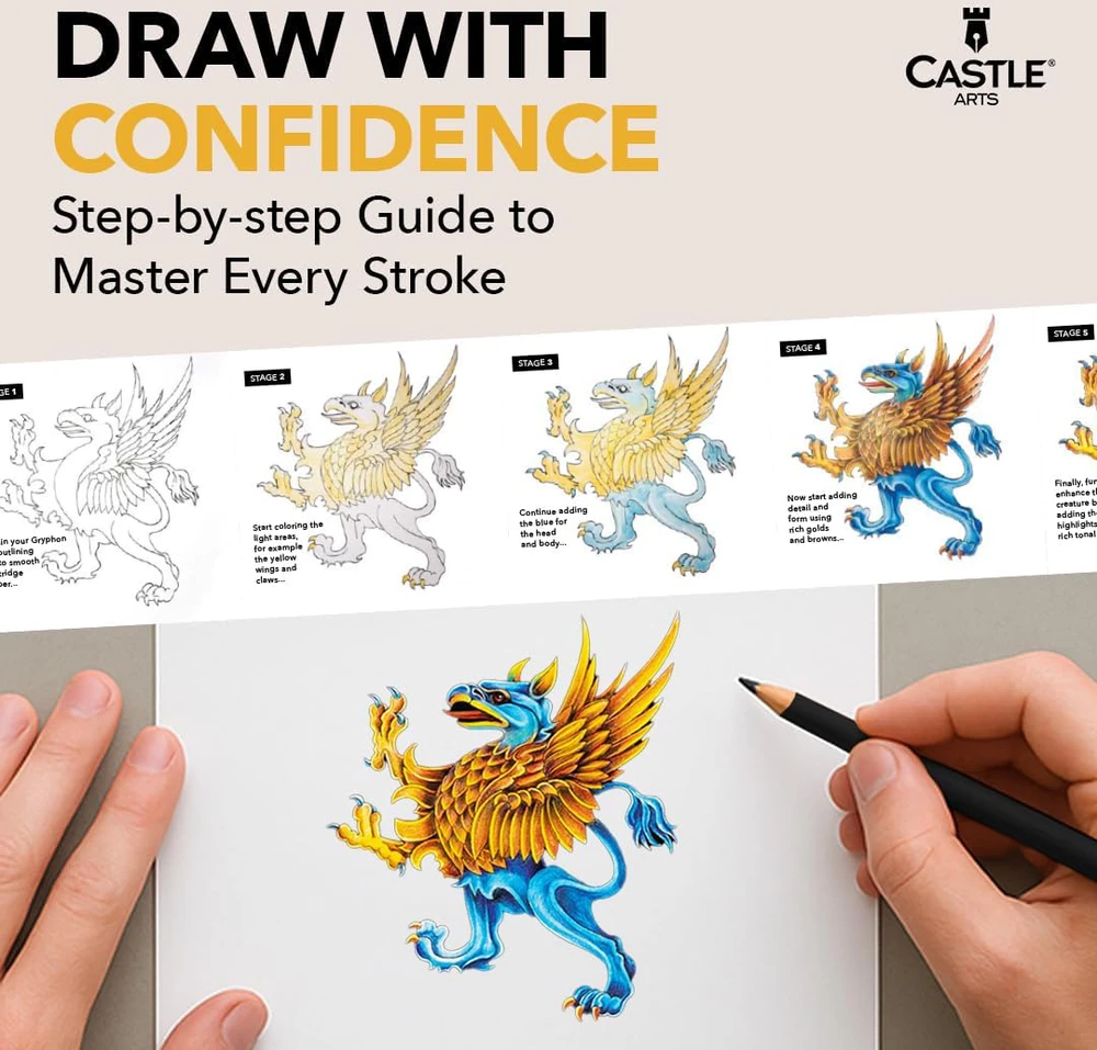 Castle Art Supplies 72 spalvotų pieštukų rinkinys su minkštu grafitu ir užsegamu dėklu CAS-72CPZ