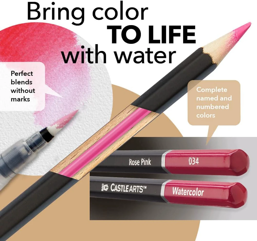 Castle Art Supplies akvarelinių pieštukų rinkinys portretams, 24 vnt. spalvoti, speciali dėžutė