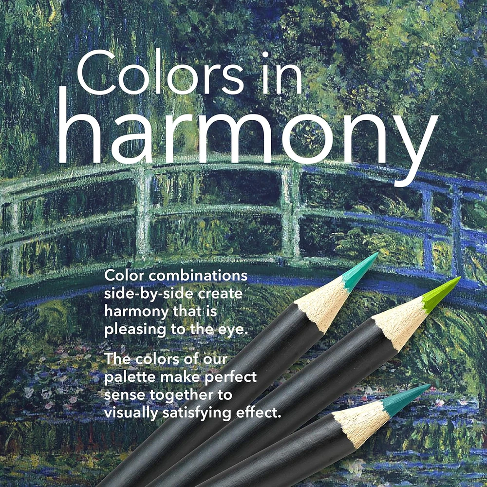 Castle Art Supplies Monet teminė 24 spalvotų pieštukų rinkinys metalinėje dėžutėje