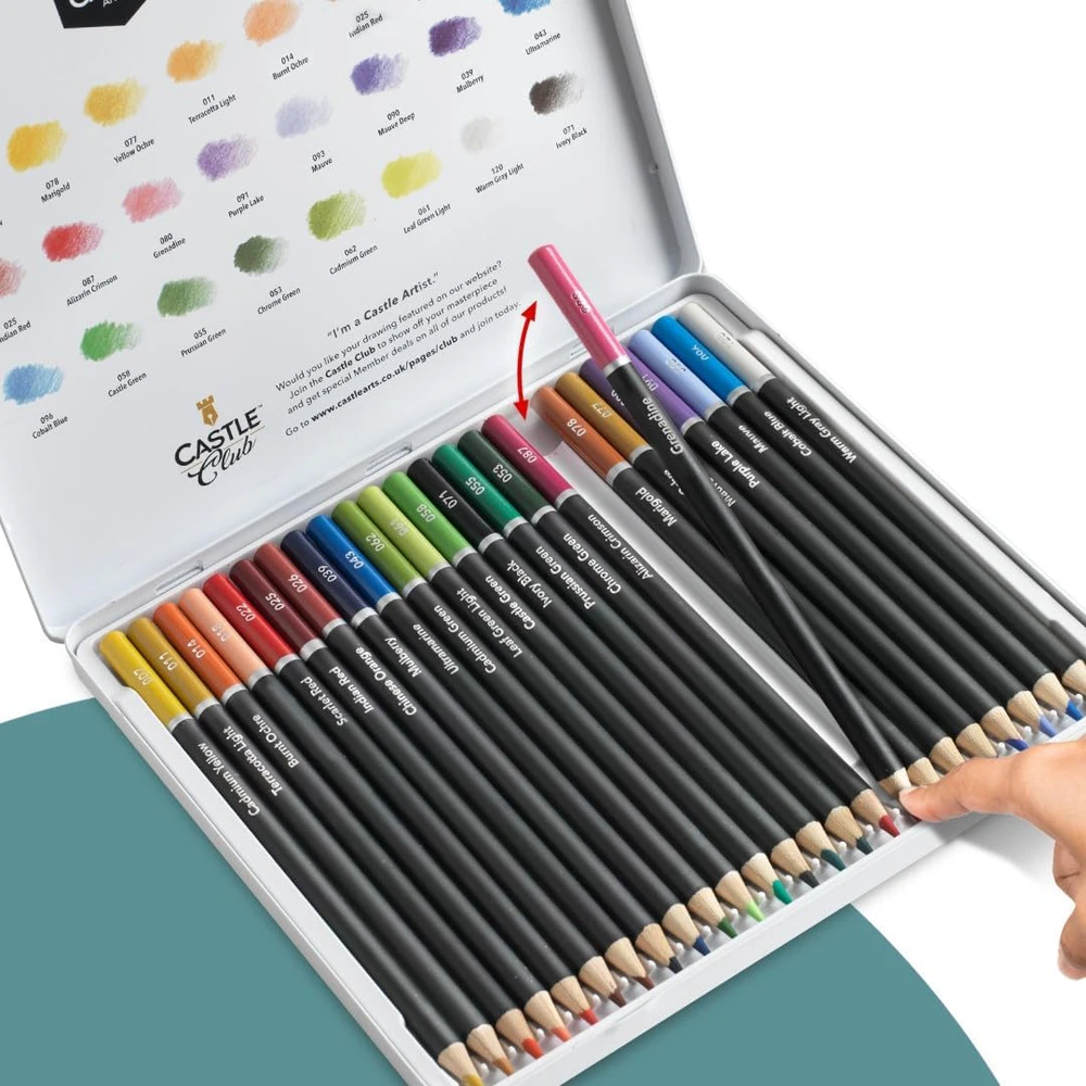Castle Art Supplies spalvotų pieštukų rinkinys, 24 spalvos, teminis, mediniai, Kandinsky kolekcija, CAS-24CP-THEMED