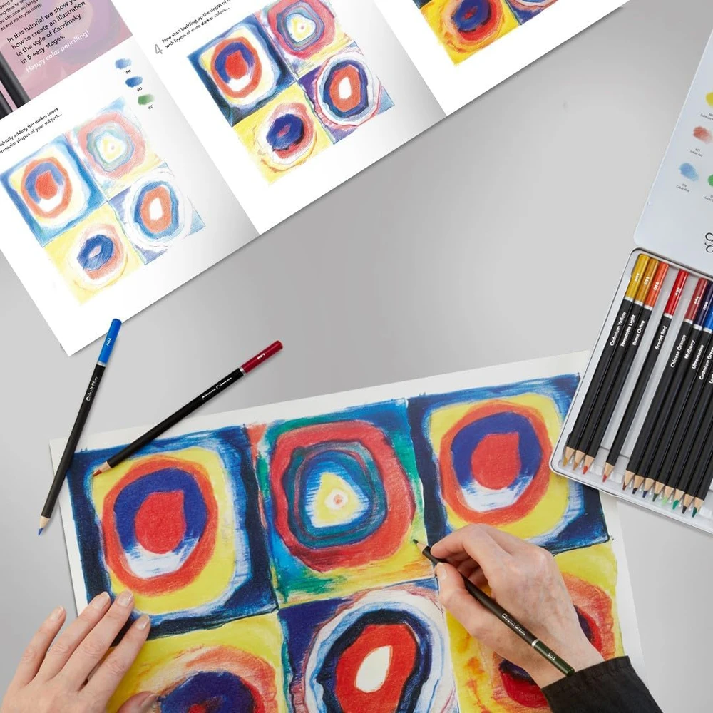 Castle Art Supplies spalvotų pieštukų rinkinys, 24 spalvos, teminis, mediniai, Kandinsky kolekcija, CAS-24CP-THEMED