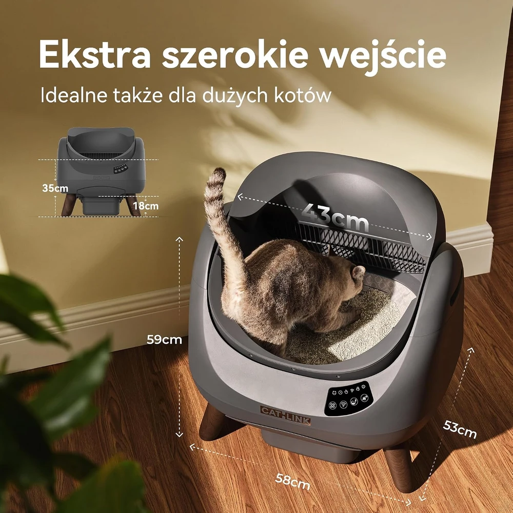 CATLINK automatinė savaime išsivalanti kačių kraiko dėžė su Wi-Fi, 12 l, C08