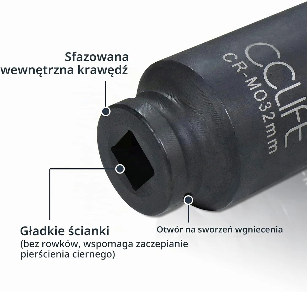 CCLIFE 8 dalių 12-kampių smūginių galvučių rinkinys 1/2 col., 30–36 mm, 5307