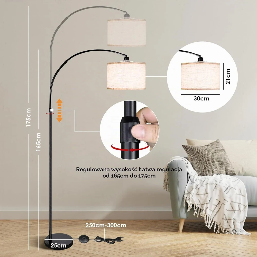 CCLIFE reguliuojamo aukščio LED grindų lempa E27 60 W, 2700–6000 K, DBGLT003A0000beg