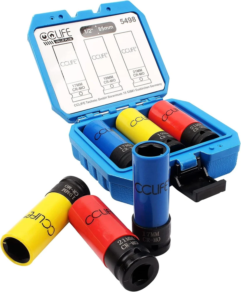 CCLIFE smūginių galvučių rinkinys ratų varžtams 17–21 mm, 85 mm, 3 vnt., 5498