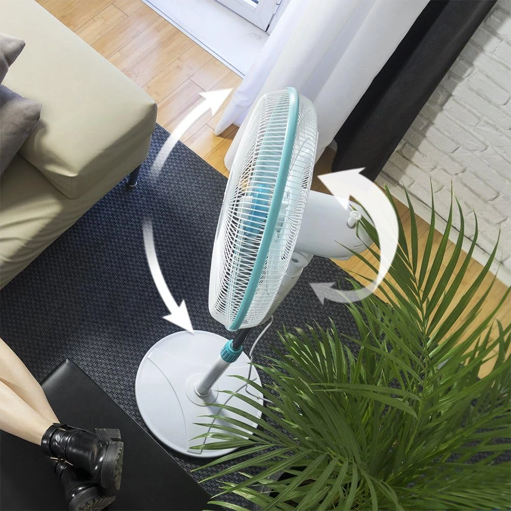 Ventiliatorius Cecotec EnergySilence 500 | Pedestal Fan | Stand Fan | 40 W | Diameter 40 cm | Greičių skaičius 3 | Oscillation | Baltas/Mėlyna
