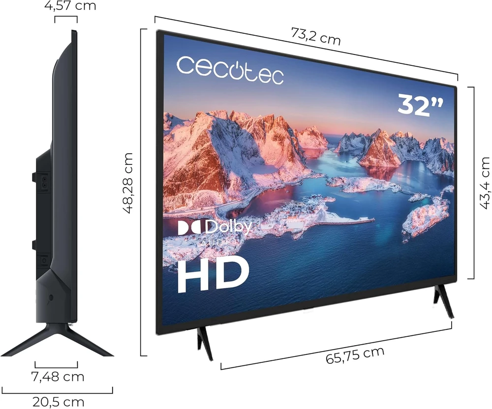Cecotec LED televizorius 32 col. HD 720p 60 Hz su Dolby Audio 02613