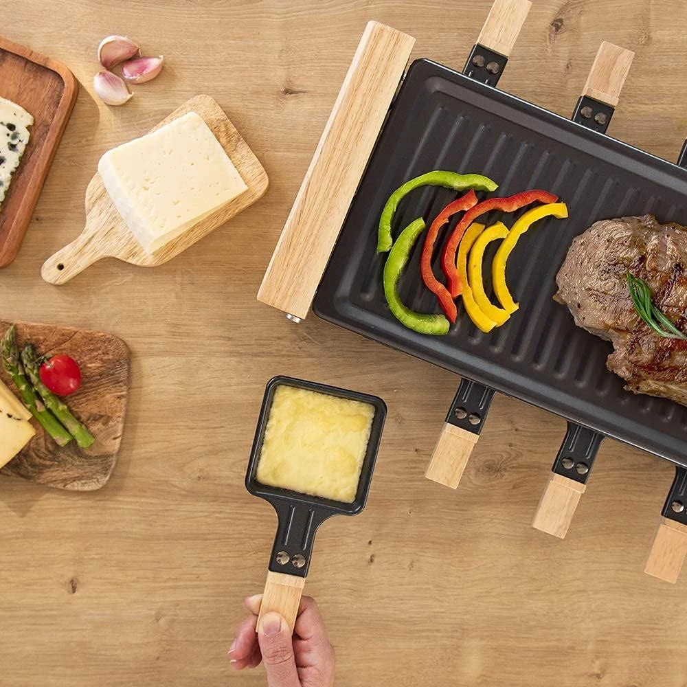 Cecotec raclette grilis Cheese & Grilis 8200 Wood 1200 W, 8 keptuvėlės