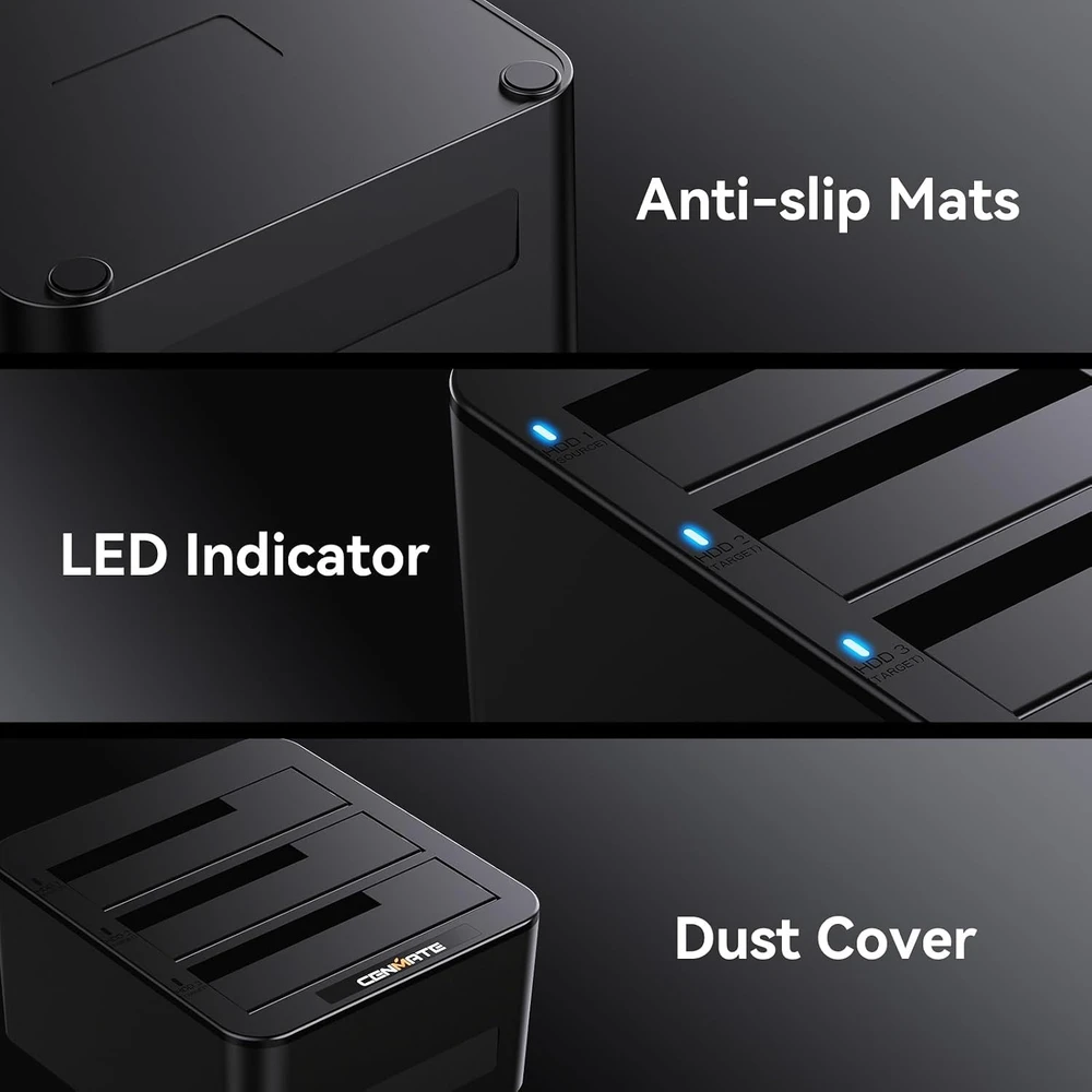 cenmate 3 vietų SATA HDD/SSD prijungimo stotelė USB 3.0, 60 TB, 637U3-5G