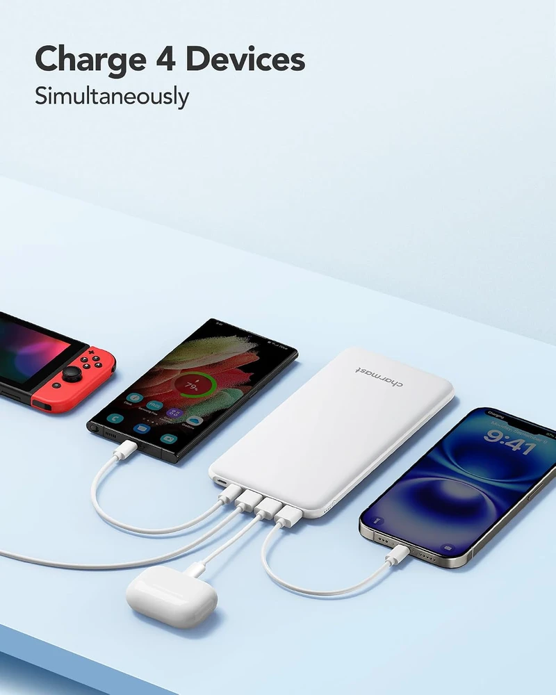 Charmast išorinė baterija 26800 mAh su USB-C ir 3 USB-A jungtimis, 3 A, W2002C