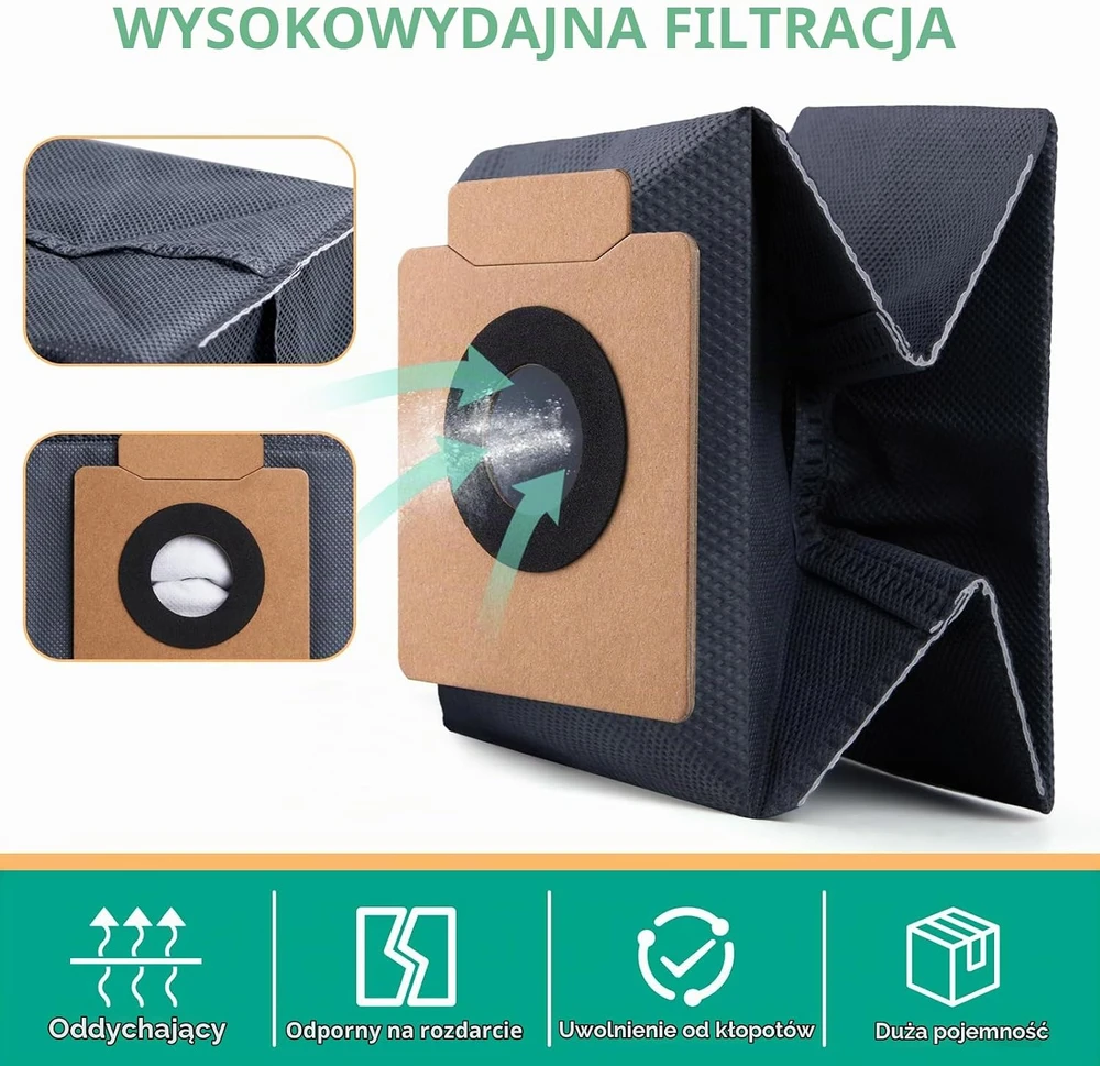 CHIKIXSON dulkių maišeliai robotams dulkių siurbliams Eufy X8 Pro ir X10 Pro Omni, 12 vnt., CQ-ZO6I-6YUI