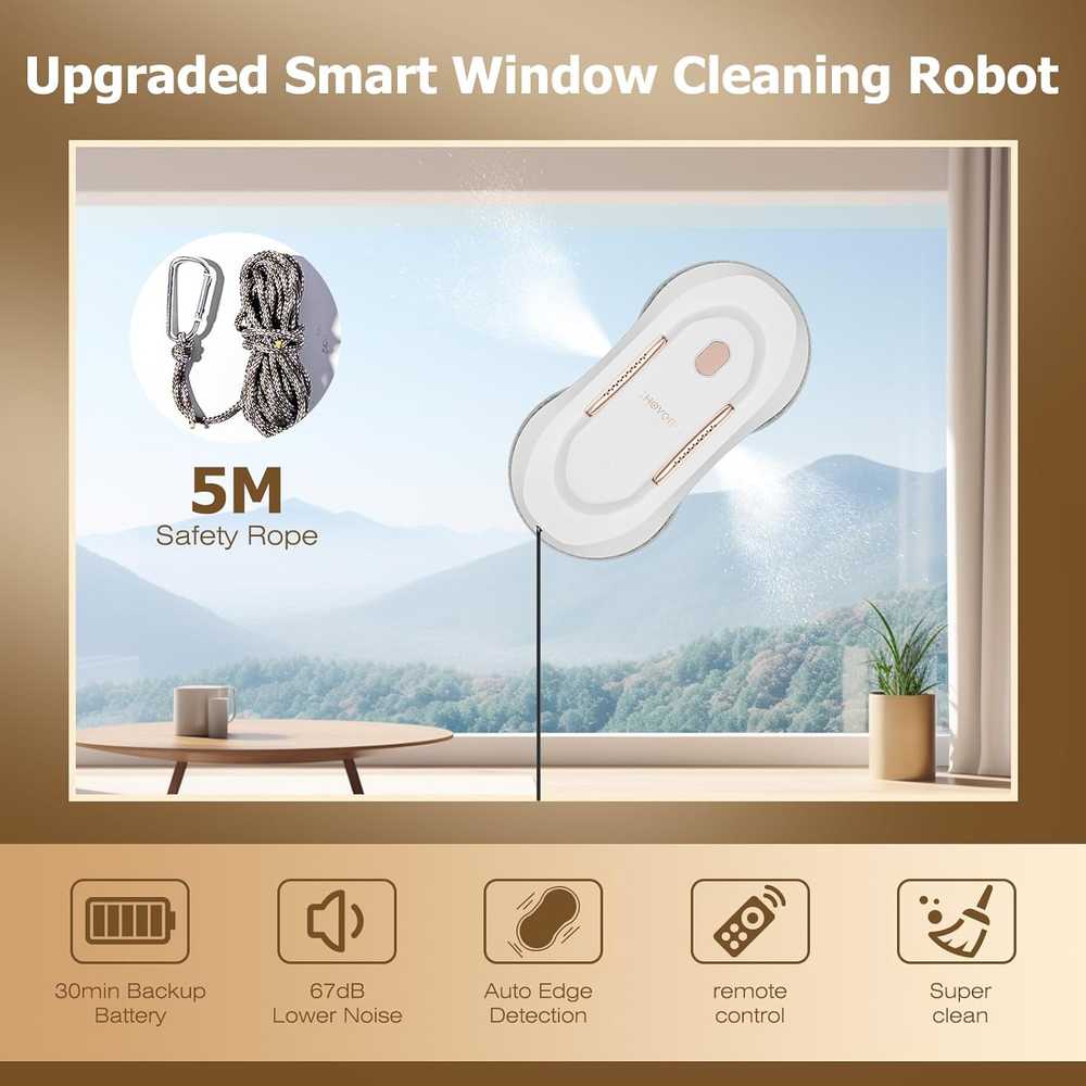 CHOVERY langų valymo robotas su dviguba vandens purškimo funkcija ir 3800 Pa siurbimu CL3