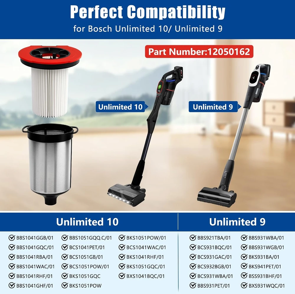 Chuancheng HEPA filtrų rinkinys Bosch Unlimited 9 ir 10 dulkių siurbliams 12050162