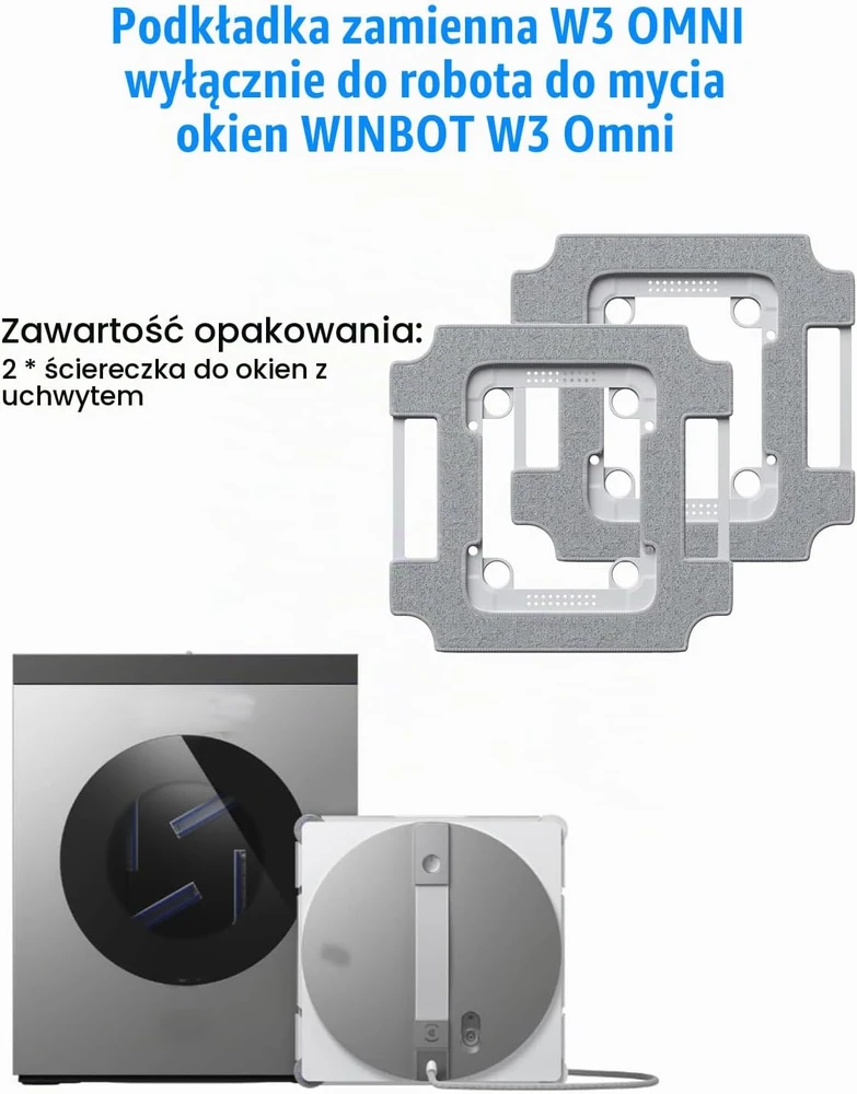 Chuancheng keičiamos valymo šluostės su laikikliais ECOVACS WINBOT W3 Omni robotui, 2 vnt.