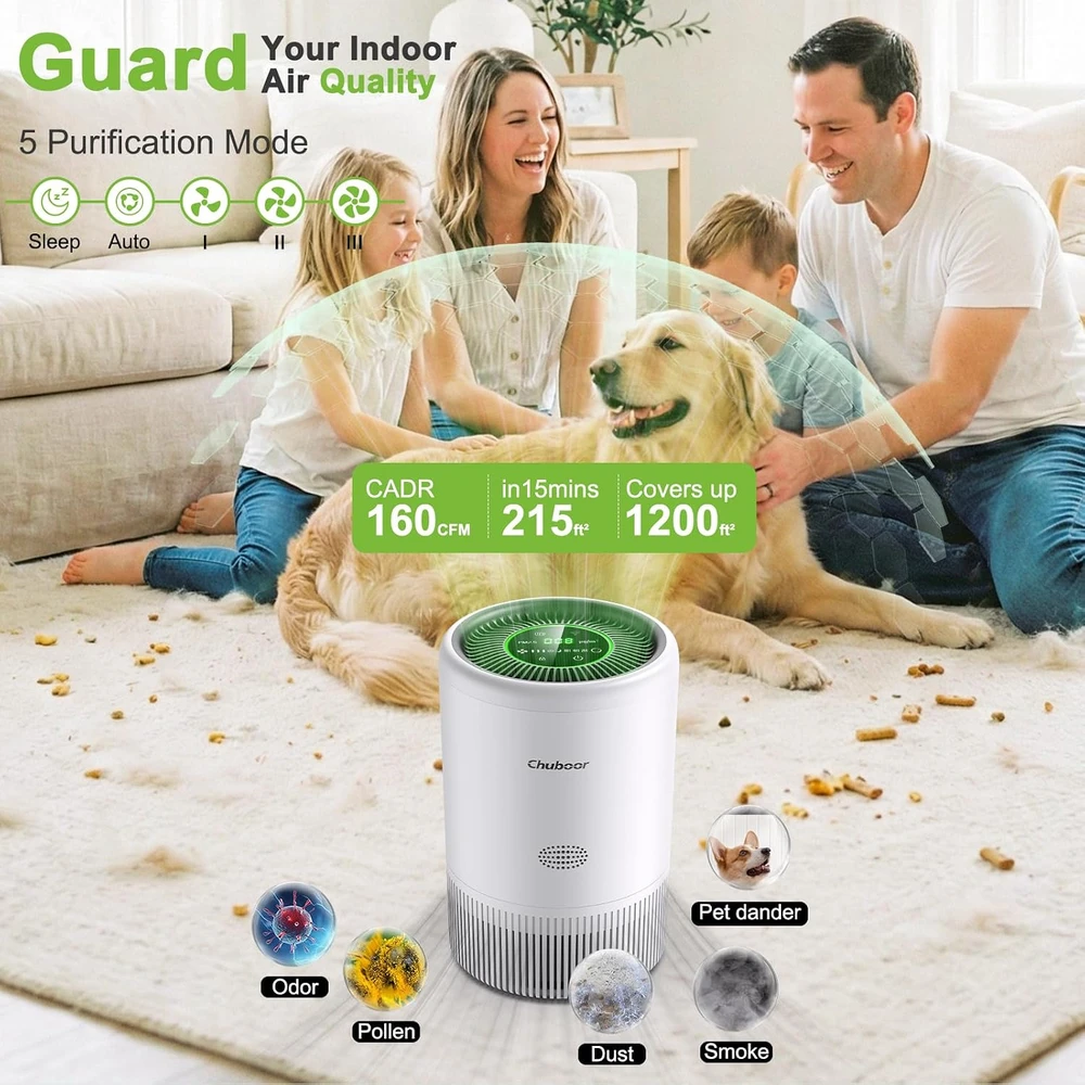 Chuboor oro valytuvas su HEPA filtru, 185 m³/h CADR, iki 110 m², PJ08