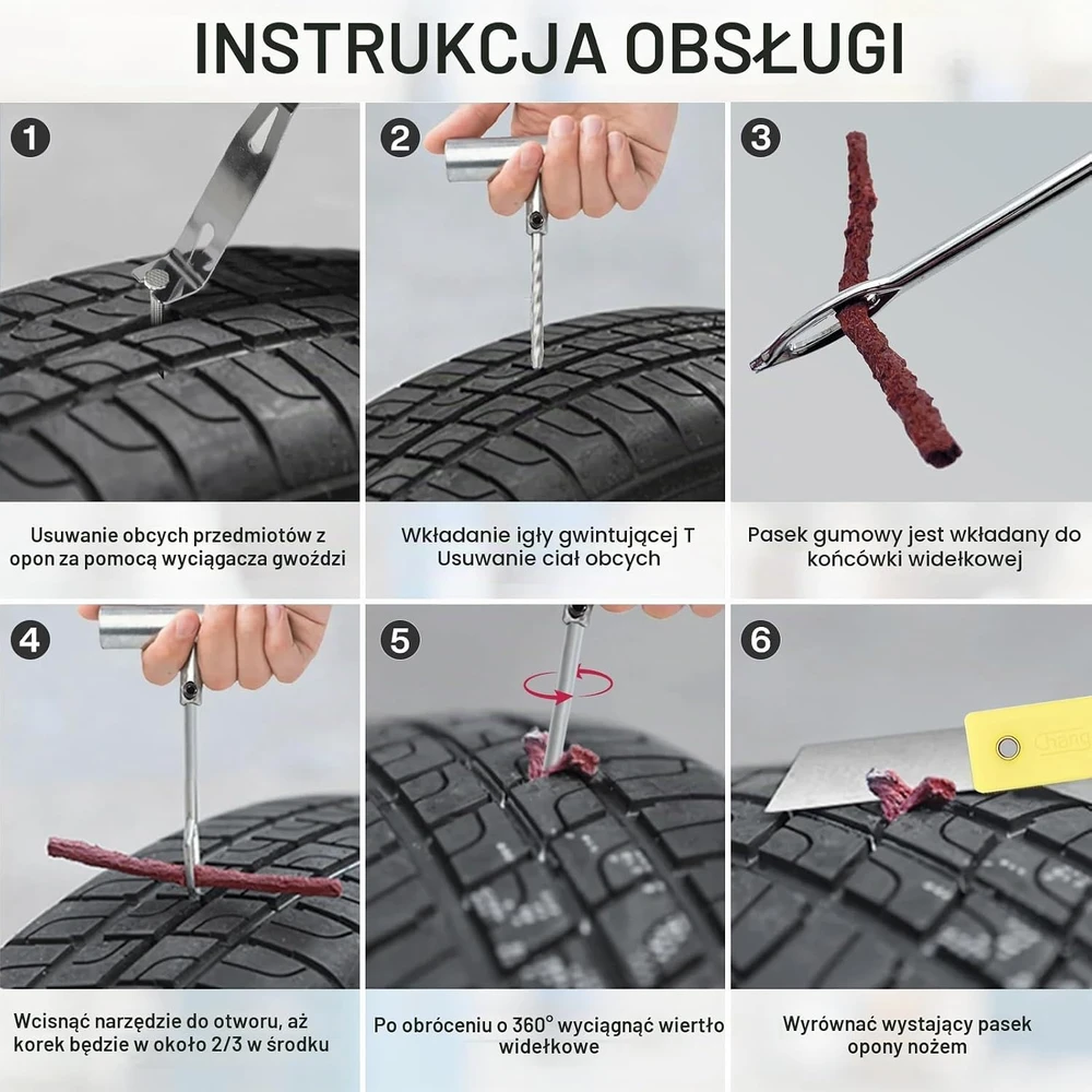 CIANBIFN 64 dalių bekamerių padangų remonto rinkinys automobiliams C004