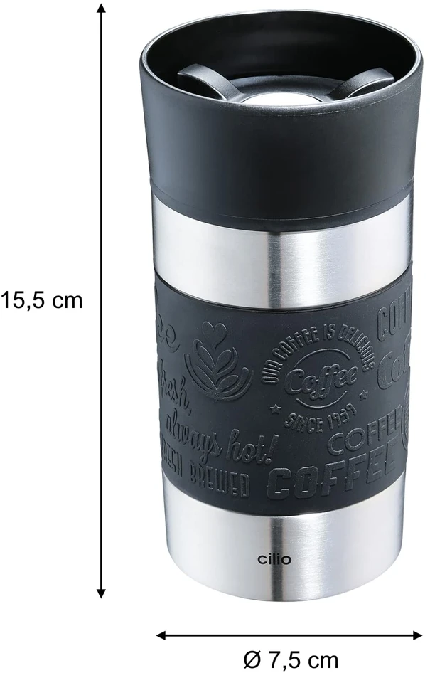 Cilio termopuodelis Viaggio 300 ml su Quick Press 360° dangteliu, juodas, 546187