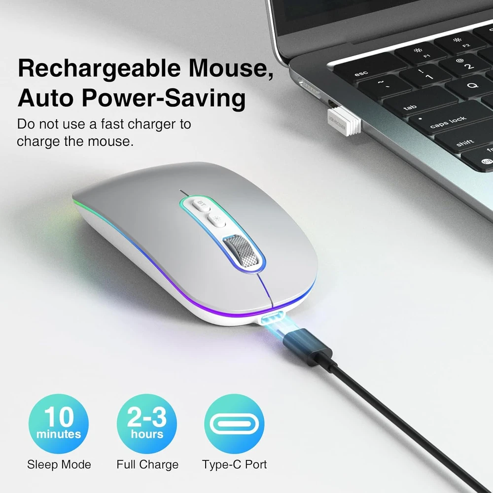 Cimetech belaidė optinė pelė, Bluetooth 5.1 ir 2,4 GHz, įkraunama, EU-M01-RD-SR