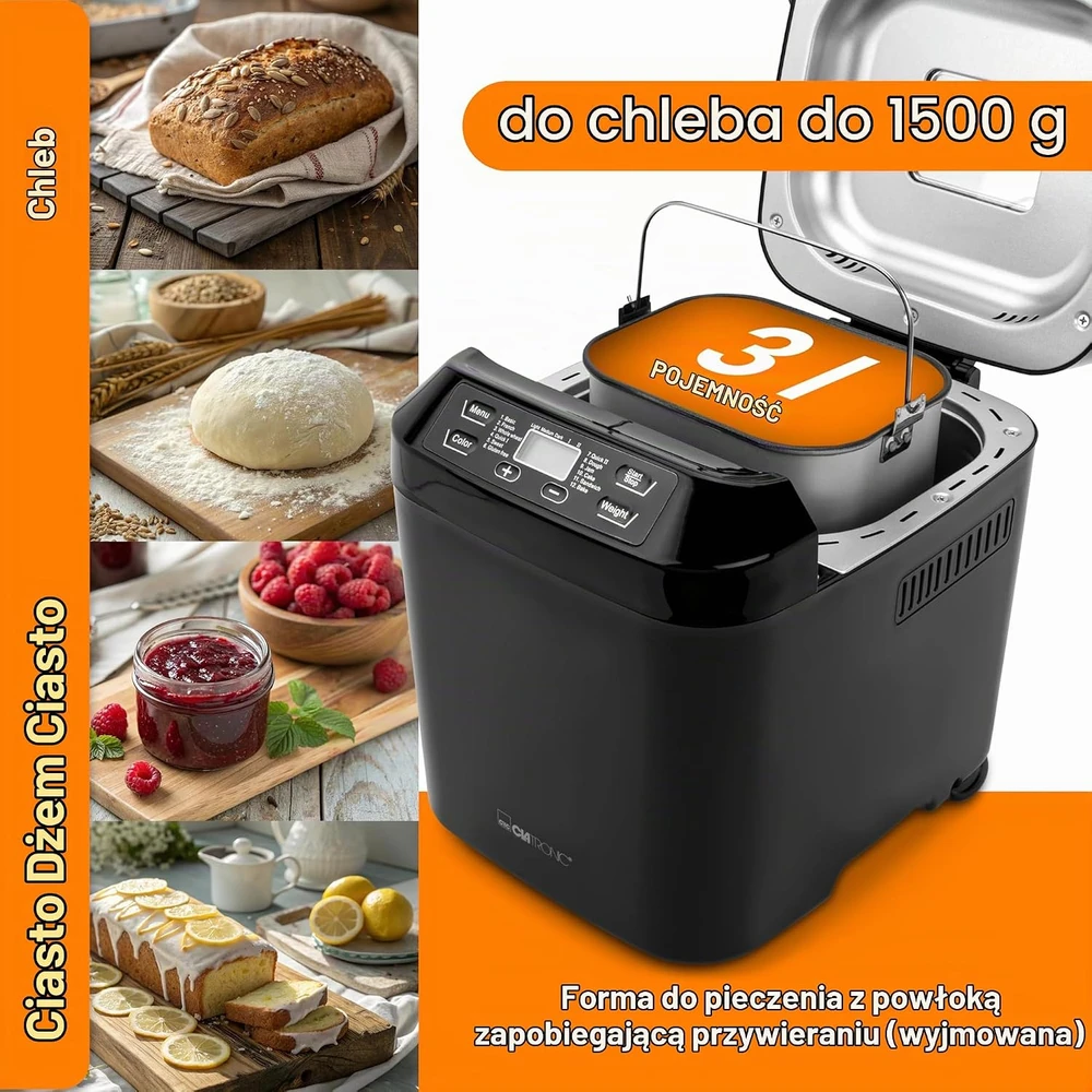 Clatronic duonkepė 550 W, 3 l, 12 kepimo programų, BBA 3774