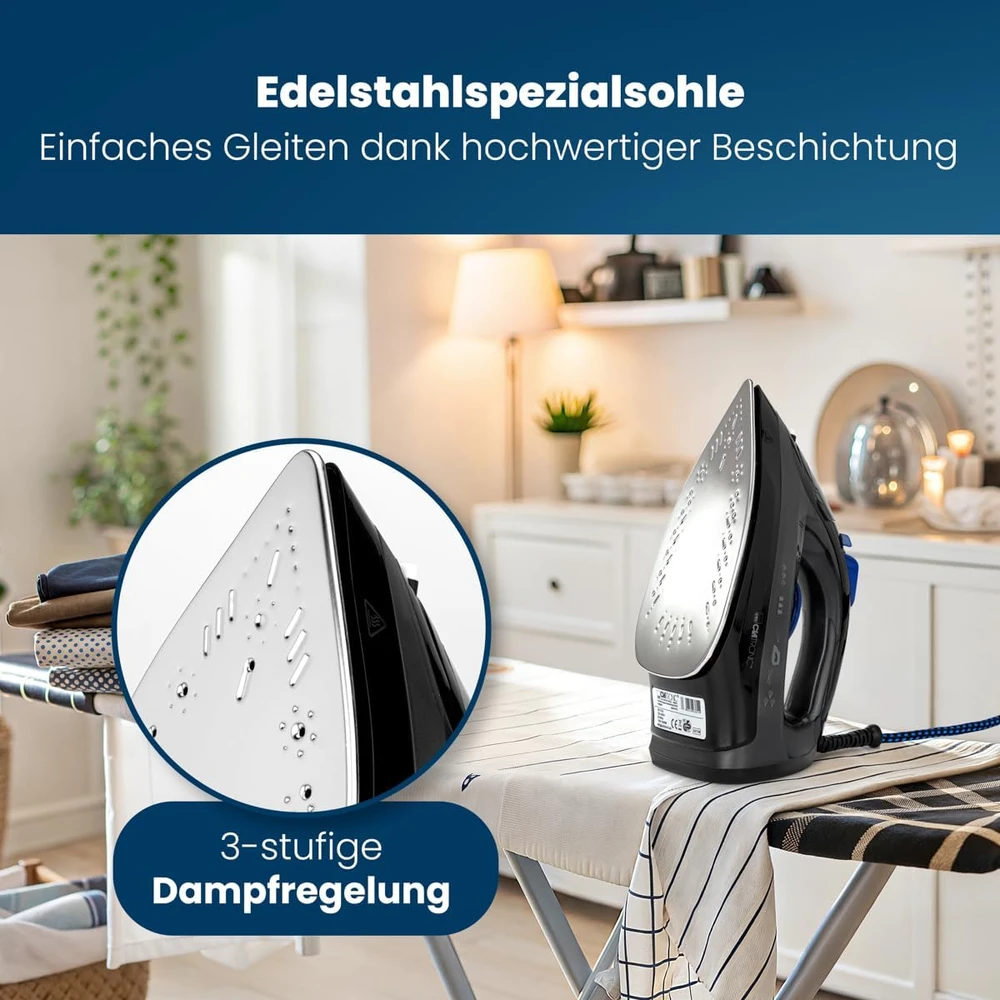 Lygintuvas - Clatronic DB 3703 1800 W Nerūdijančio Plieno Juodas, Pilkas