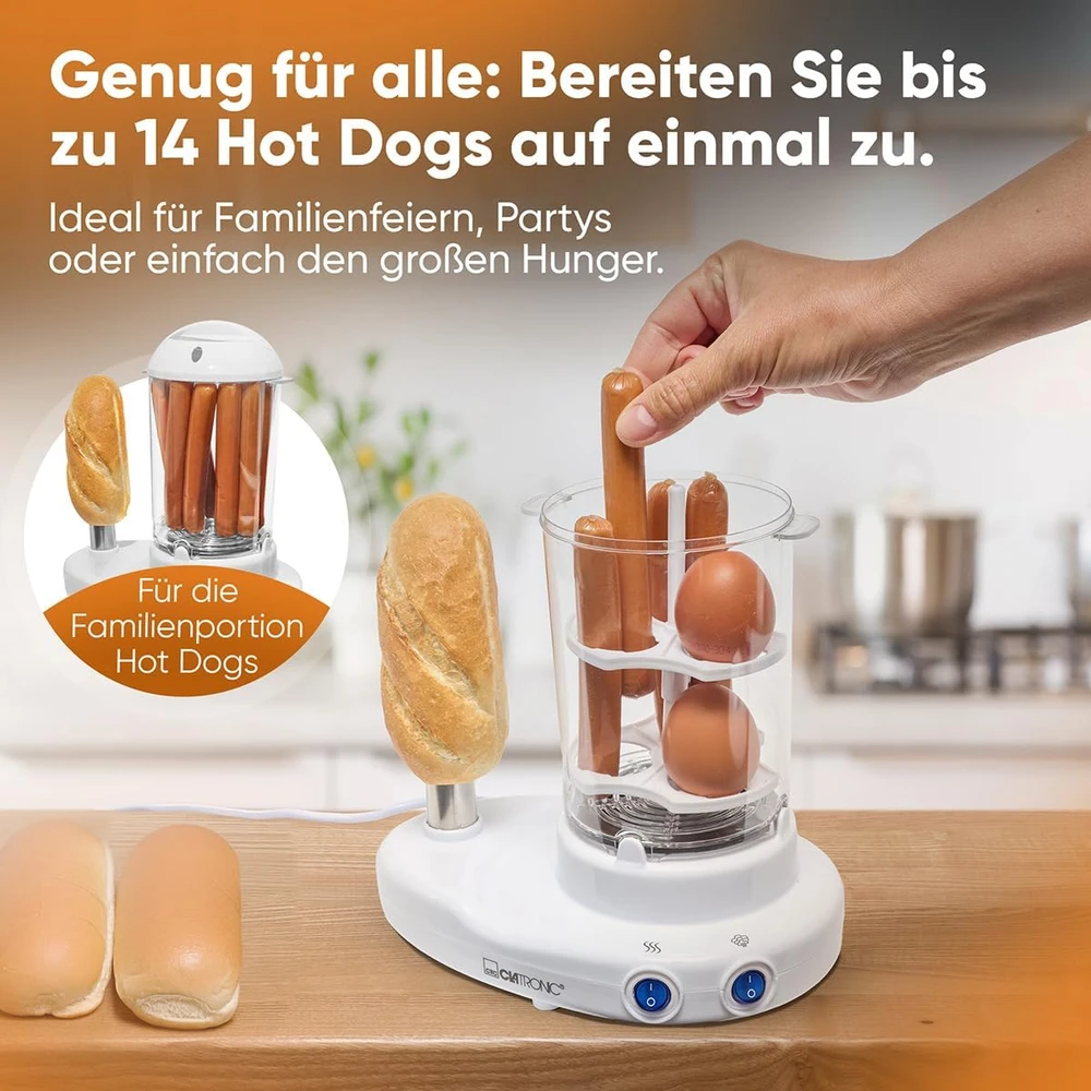 Karštų Dešrelių Garintuvas - Clatronic HDM 3420 EK 350W Nepridegantis Baltas