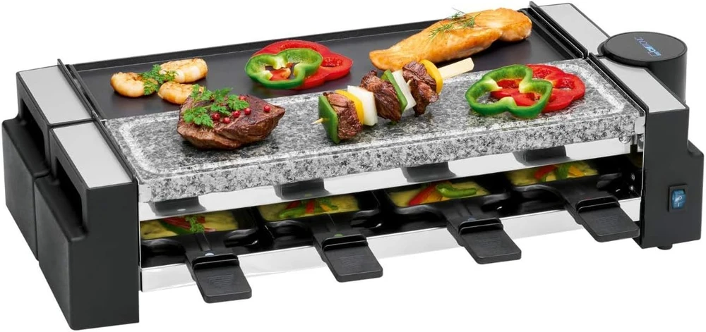 Clatronic raclette grilis 2 viename su akmens ir grilio plokštėmis, 1200 W, RG 3678