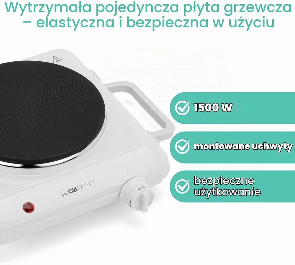 Clatronic vienvietė elektrinė kaitlentė 1500 W su 18 cm kaitinimo plokšte 271698